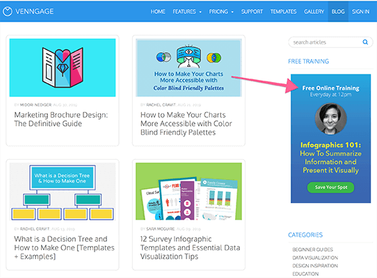 Venngage offers daily training for infographics 