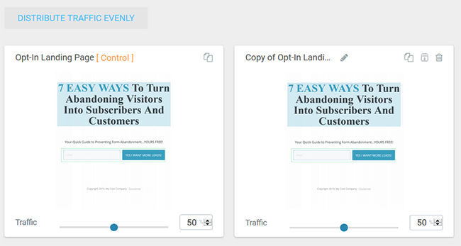 Duplicated opt-in pages