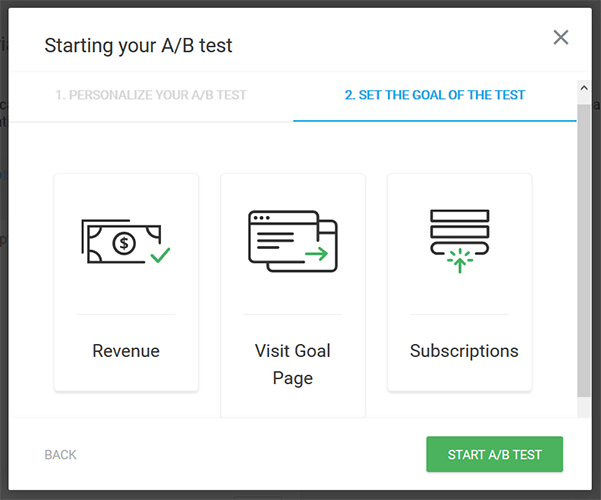 Set goal of AB test