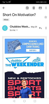 Chubbies mobile optimized email