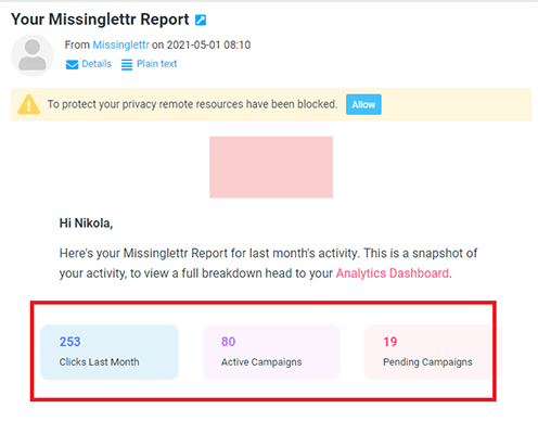 10 monthly report from missinglettr