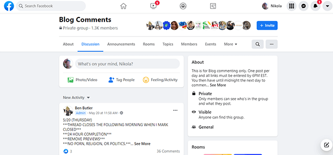 13 Facebook group for blog commenting