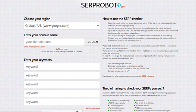 4 serprobot free rank checker