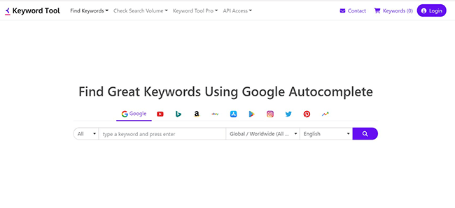 Keyword Tool Homepage