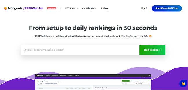 Mangools SERPWatcher Homepage