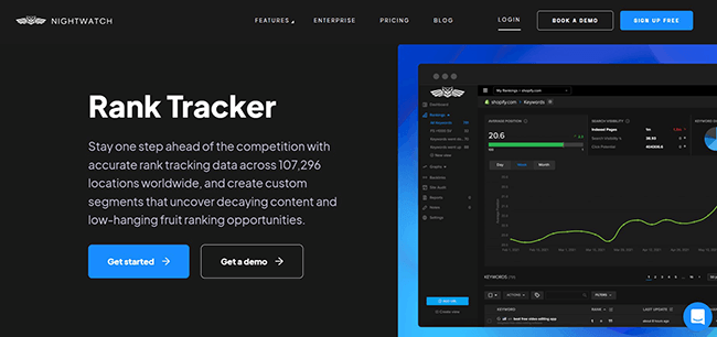 Nightwatch Rank Tracker Homepage