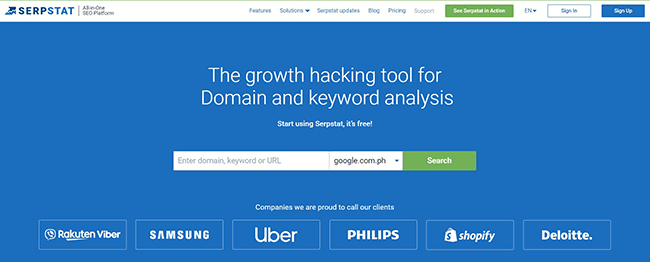 Serpstat Homepage