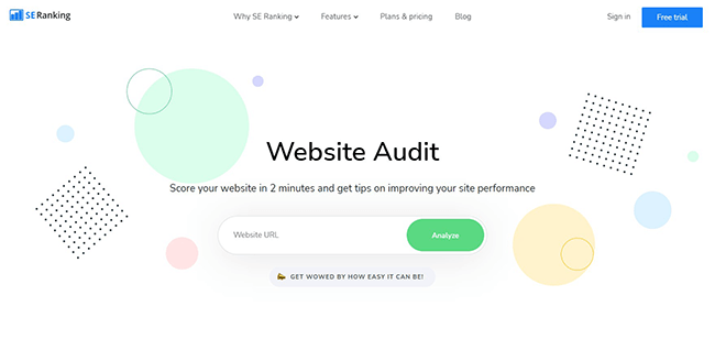 E Ranking Website Audit Homepage