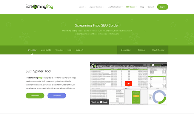 Screaming Frog Homepage