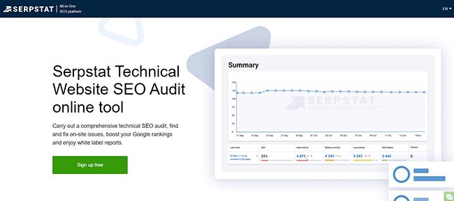 Serpstat Website Audit Tool Homepage