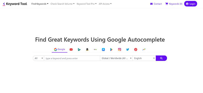 Keyword Tool Homepage