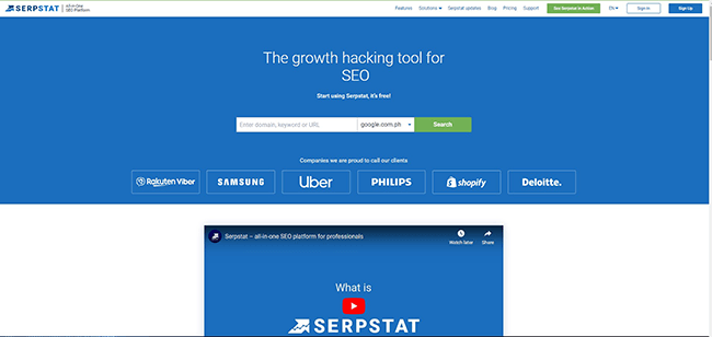 Serpstat Homepage