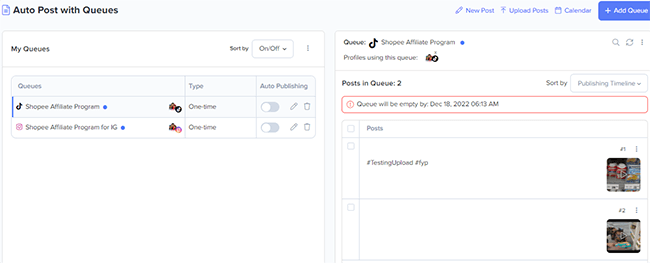 eClincher - auto post smart queues